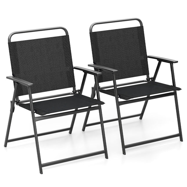 Klappbare Gartenstühle 2er-Set mit Armlehnen, Schwarz