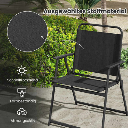 Klappbare Gartenstühle 2er-Set mit Armlehnen, Schwarz