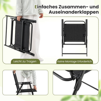 Klappbare Gartenstühle 2er-Set mit Armlehnen, Schwarz