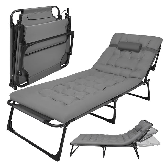 Klappbare Gartenliege mit Kissen, verstellbar, 192x68x28cm
