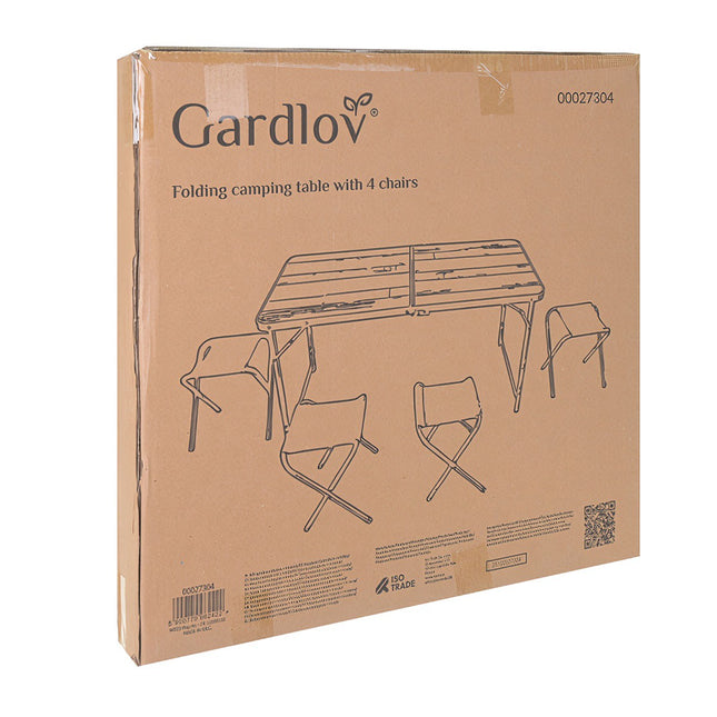 Klappbarer Gartentisch mit 4 Stühlen, höhenverstellbar