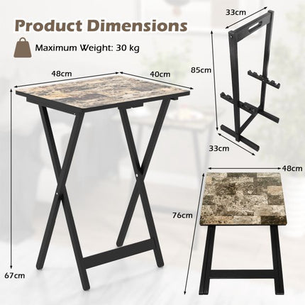 Klappbare Gartentische 4er-Set, wetterfestes Holz, schwarz