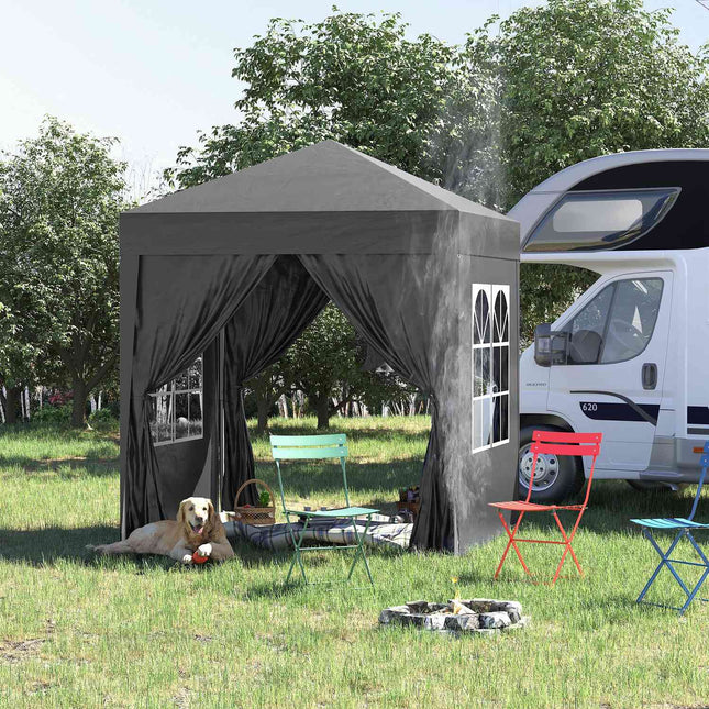 Faltbarer 2x2M Gartenpavillon, UV-geschützt, 4 Seitenwände
