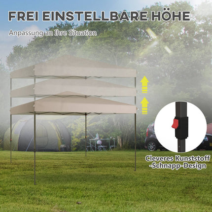 Wetterfester Faltpavillon, beige, 3,6x3,6m, höhenverstellbar