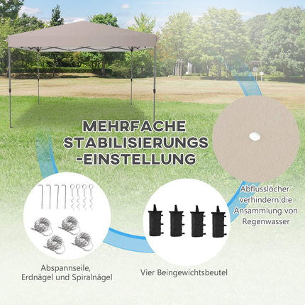 Wetterfester Faltpavillon, beige, 3,6x3,6m, höhenverstellbar