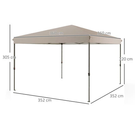 Wetterfester Faltpavillon, beige, 3,6x3,6m, höhenverstellbar