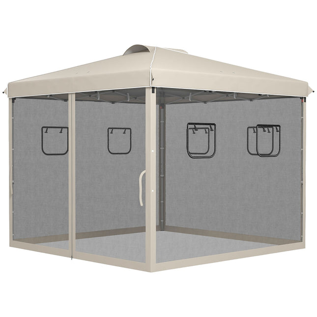 Pop-Up Pavillon 3x3M mit UV-Schutz & Netzvorhängen