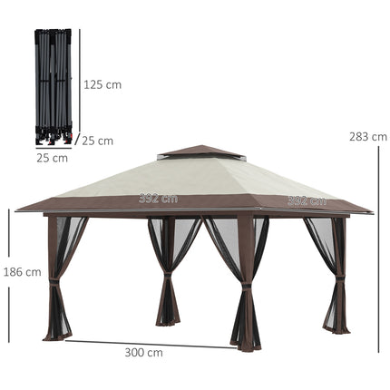 Adjustable 4x4M garden gazebo with UV protection and mesh