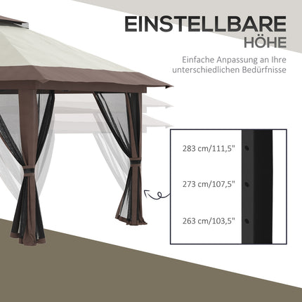 Adjustable 4x4M garden gazebo with UV protection and mesh