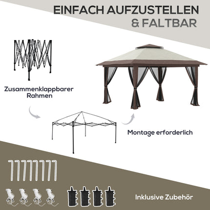 Adjustable 4x4M garden gazebo with UV protection and mesh
