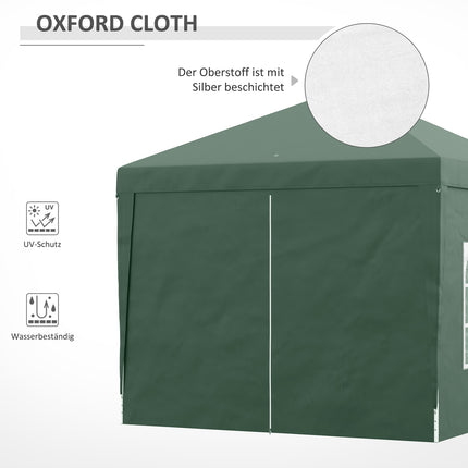 Foldable green gazebo 3x3m with 4 walls & UV protection