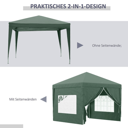 Foldable green gazebo 3x3m with 4 walls & UV protection