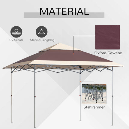 Faltpavillon, 3.6x3.6m, dunkelbraun & khaki