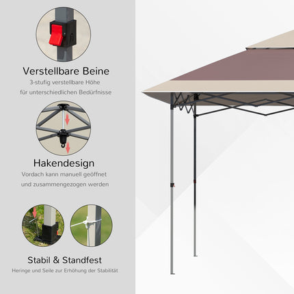 Faltpavillon, 3.6x3.6m, dunkelbraun & khaki