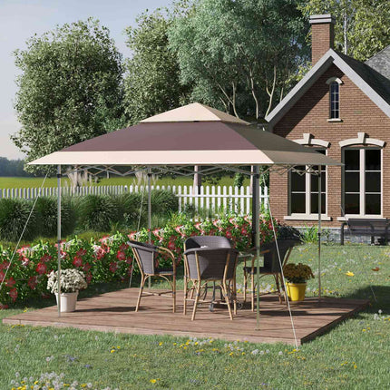 Faltpavillon, 3.6x3.6m, dunkelbraun & khaki