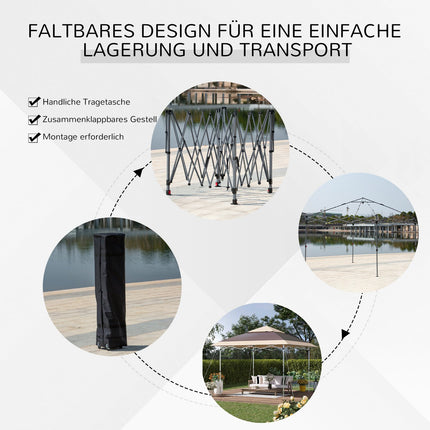 Faltpavillon, 3.6x3.6m, dunkelbraun & khaki