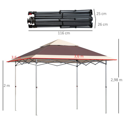 Faltpavillon, 3.6x3.6m, dunkelbraun & khaki