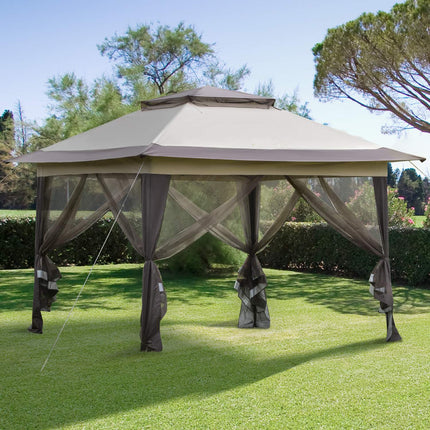 Faltbarer brauner Pavillon mit UV-Schutz, Stahlrahmen