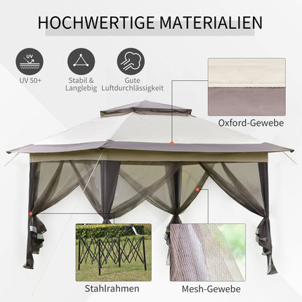 Faltbarer brauner Pavillon mit UV-Schutz, Stahlrahmen