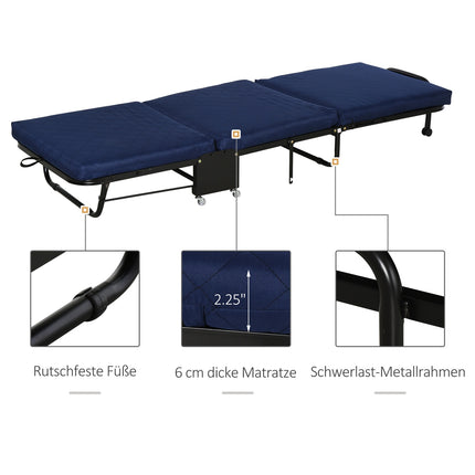 Klappbares Gästebett - Verstellbar - Stahlrahmen - Blau