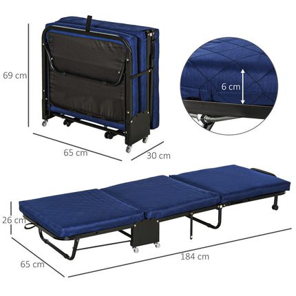 Klappbares Gästebett - Verstellbar - Stahlrahmen - Blau