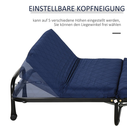 Klappbares Gästebett - Verstellbar - Stahlrahmen - Blau