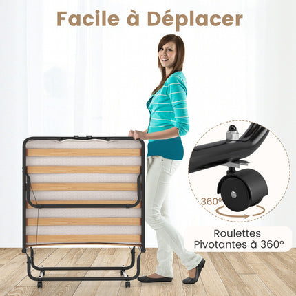 Klappbares Gästebett mit Rollen, Memory Foam, 120 kg