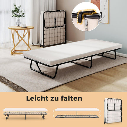 Klappbares Gästebett mit Memory Foam Matratze, 190x80 cm