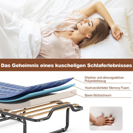 Klappbares Gästebett mit Memory-Schaum-Matratze, 80x200 cm