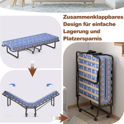 Klappbares Gästebett mit Memory-Schaum-Matratze, 80x200 cm