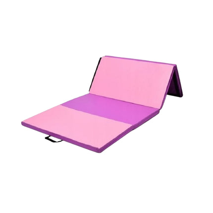Folding Gym Mat 240x120cm, Pink, Non-Slip, Portable