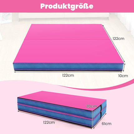 Klappbare Gymnastikmatte, 122x122x10 cm, Pink, EPE-Schaum