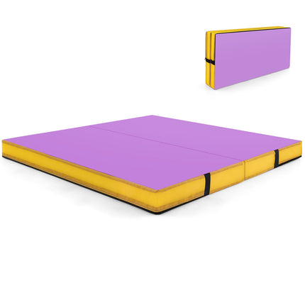 Folding Gymnastics Mat, 122x122x10 cm, Purple, EPE Foam