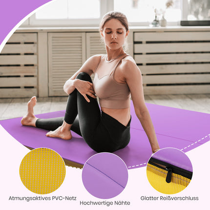 Folding Gymnastics Mat, 122x122x10 cm, Purple, EPE Foam