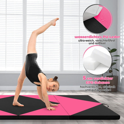 Folding Gymnastics Mat, 240x120x5 cm, Black/Pink