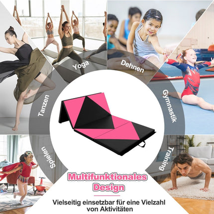 Folding Gymnastics Mat, 240x120x5 cm, Black/Pink