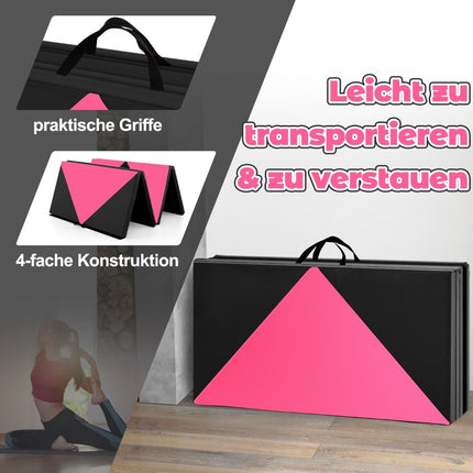 Folding Gymnastics Mat, 240x120x5 cm, Black/Pink