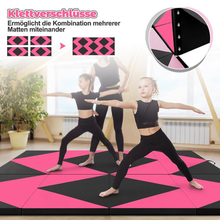 Folding Gymnastics Mat, 240x120x5 cm, Black/Pink