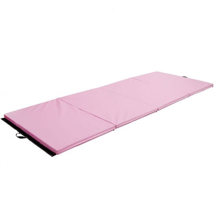 Faltbare Gymnastikmatte, 2,4 m 4-fach faltbar PU-Bezug, Pink