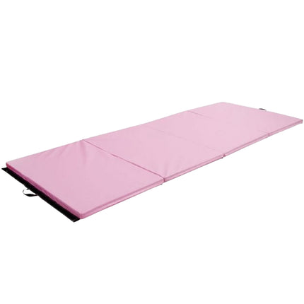 Faltbare Gymnastikmatte, 2,4 m 4-fach faltbar PU-Bezug, Pink