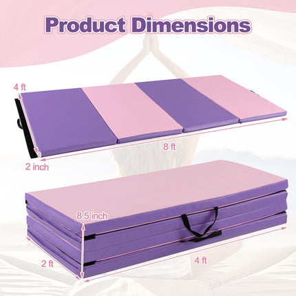 Klappbare Gymnastikmatte 8x4x2, PU-Bezug, Griffe