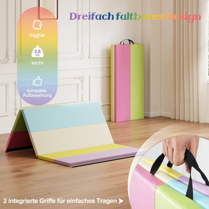 Folding Gymnastics Mat with Handles, 180 x 120 cm