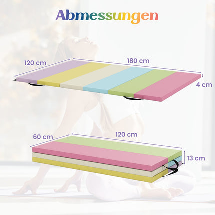 Folding Gymnastics Mat with Handles, 180 x 120 cm