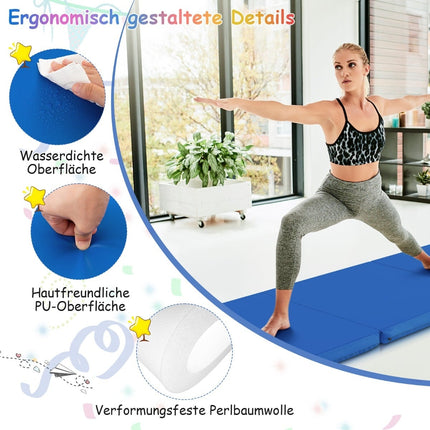 Klappbare Gymnastikmatte mit Tragegriffen, rutschfest, 180x60x5 cm