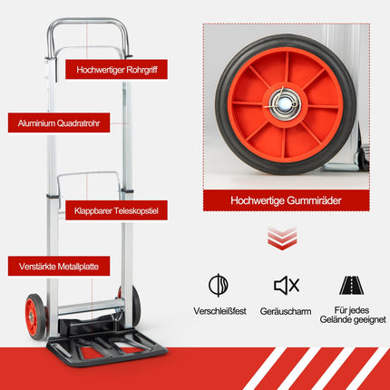 Folding Hand Truck with Telescopic Handle, 100kg Capacity
