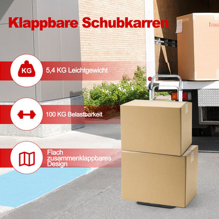 Folding Hand Truck with Telescopic Handle, 100kg Capacity