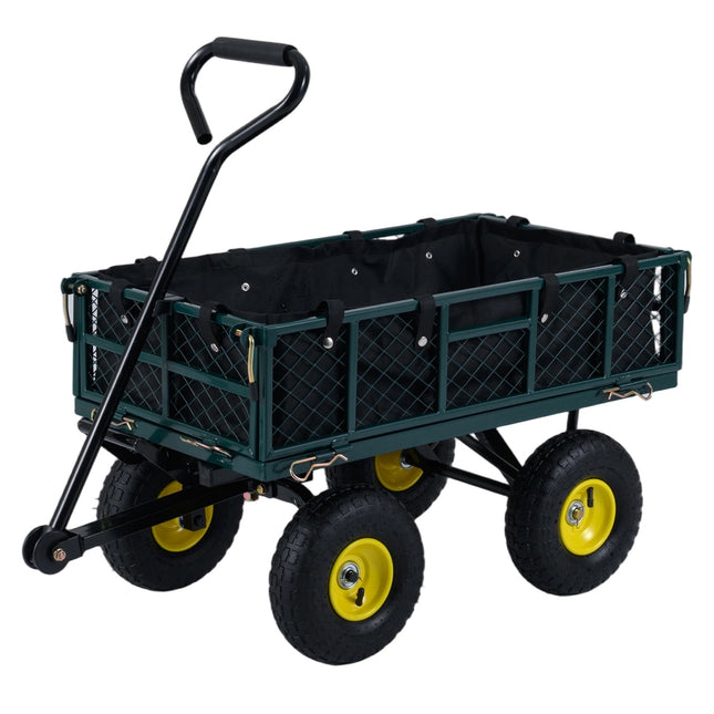 Folding Heavy-Duty Metal Garden Cart, 408 kg Capacity, Green