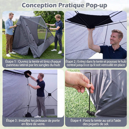 Folding Hexagonal Gazebo with Mosquito Nets and Curtains