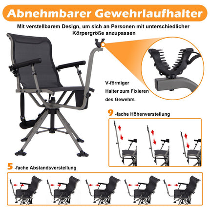Folding Hunting Chair with Adjustable Legs and 360 Swivel