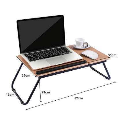 Klappbarer Laptoptisch mit neigbarer Platte, 4 Neigungswinkel, Schwarz